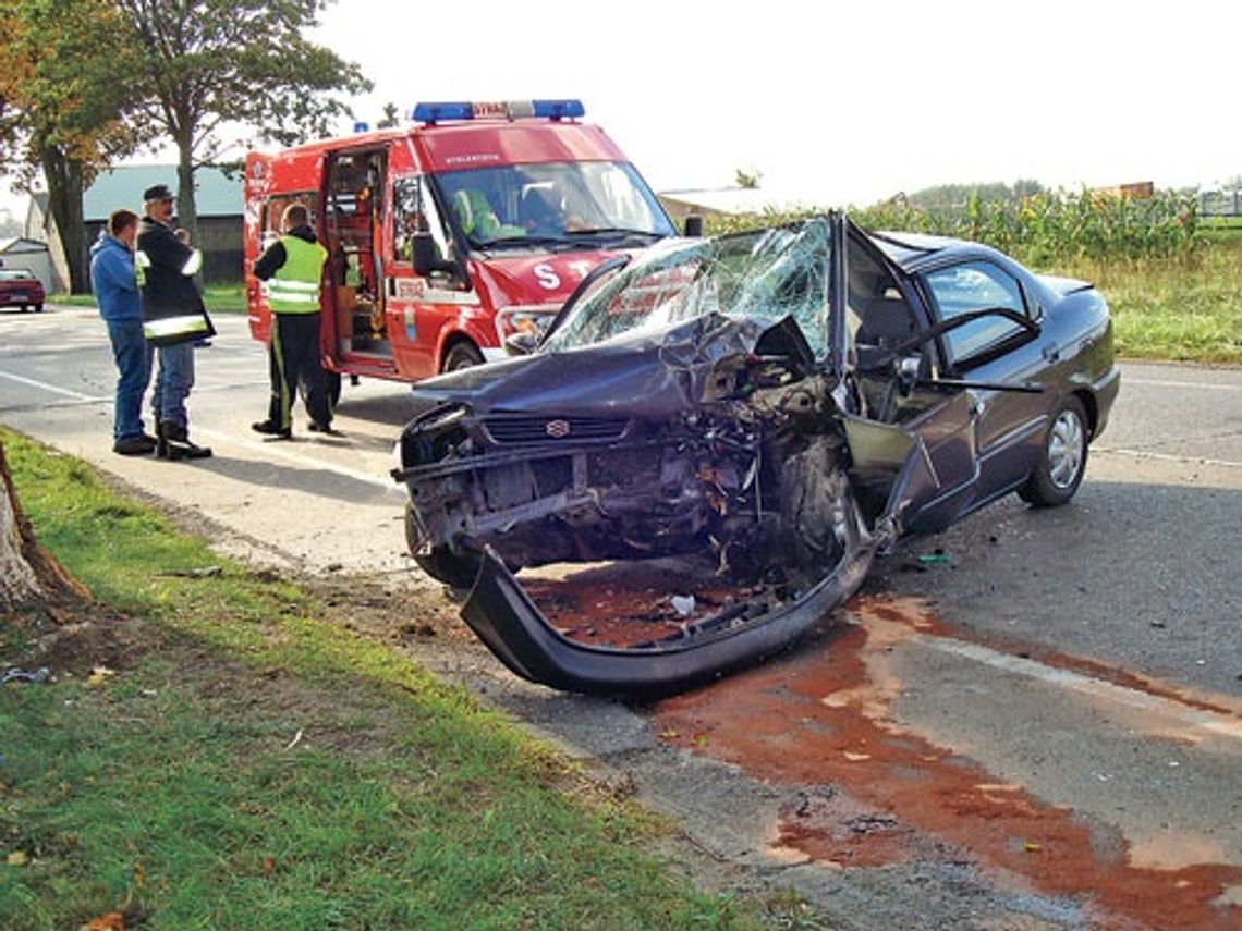 „Uciekł” prosto w drzewo. Małżeństwo trafiło do szpitala