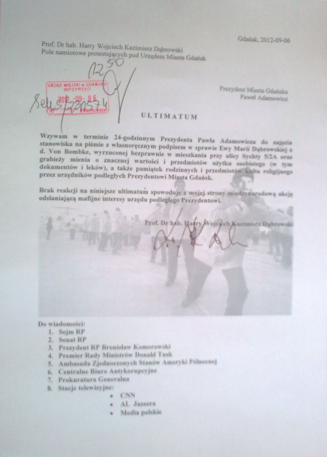 Ultimatum protestującego w sprawie eksmisji. Będzie odsłona mafijnych interesów urzędu podległego Adamowiczowi?