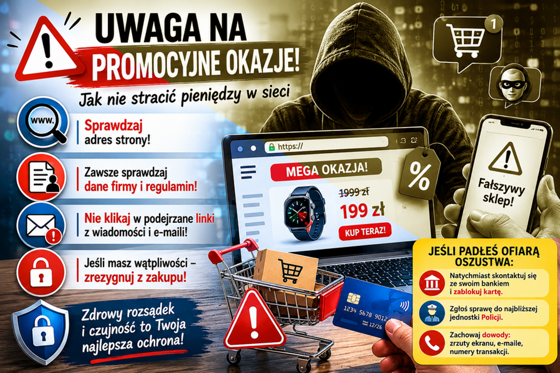 Uwaga na „promocyjne okazje”. Policjanci przypominają, jak nie stracić pieniędzy w sieci.