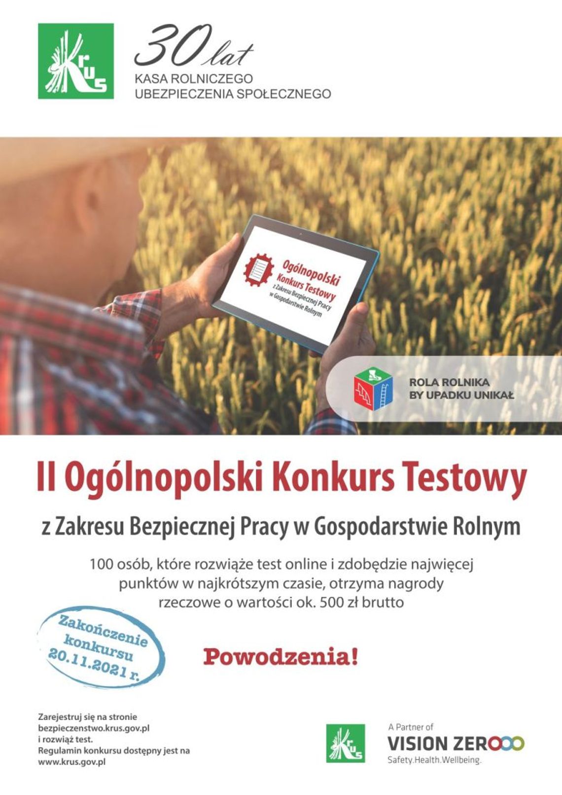 Uwaga Rolnicy! KRUS ogłasza II Ogólnopolski Konkurs Testowy z Zakresu Bezpiecznej Pracy w Gospodarstwie Rolnym 