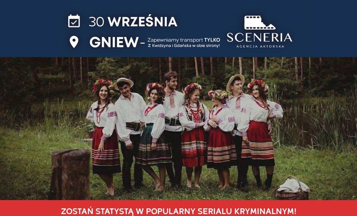 W Gniewie będą kręcić serial kryminalny. UWAGA! Potrzebni są statyści W Gniewie będą kręcić serial kryminalny. UWAGA! Potrzebni są statyści