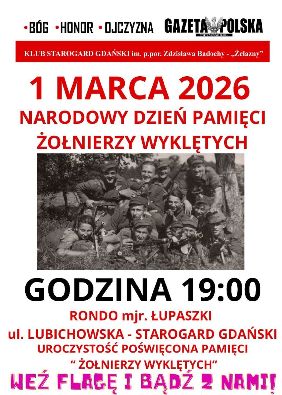W Starogardzie Gdańskim uczczą pamięć Żołnierzy Wyklętych