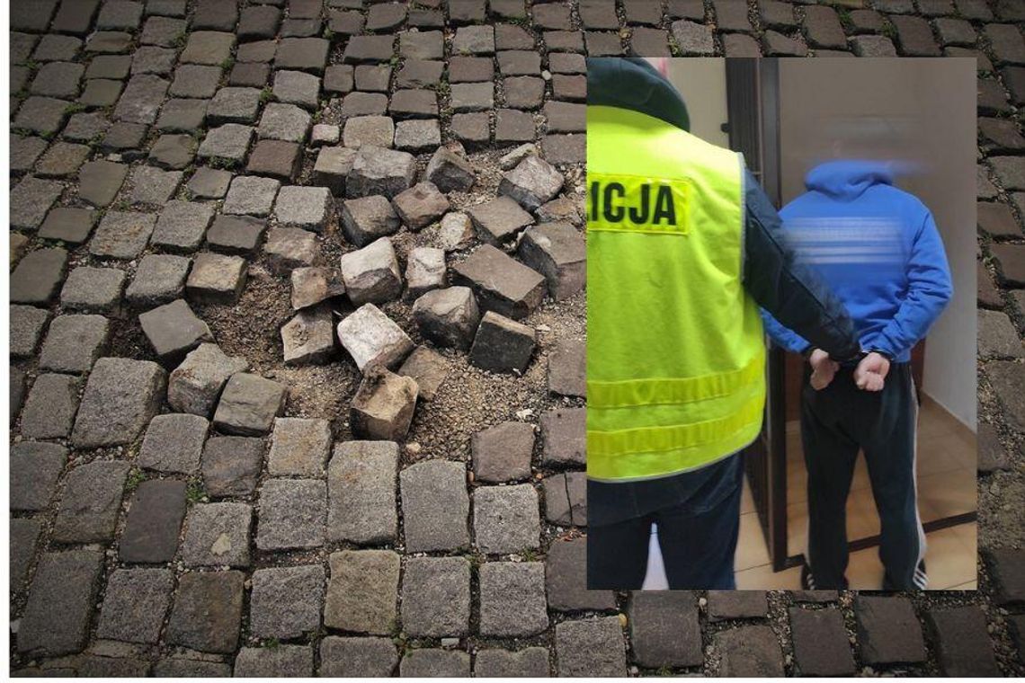 Włamał się do domu wybijając kostką brukową szyby