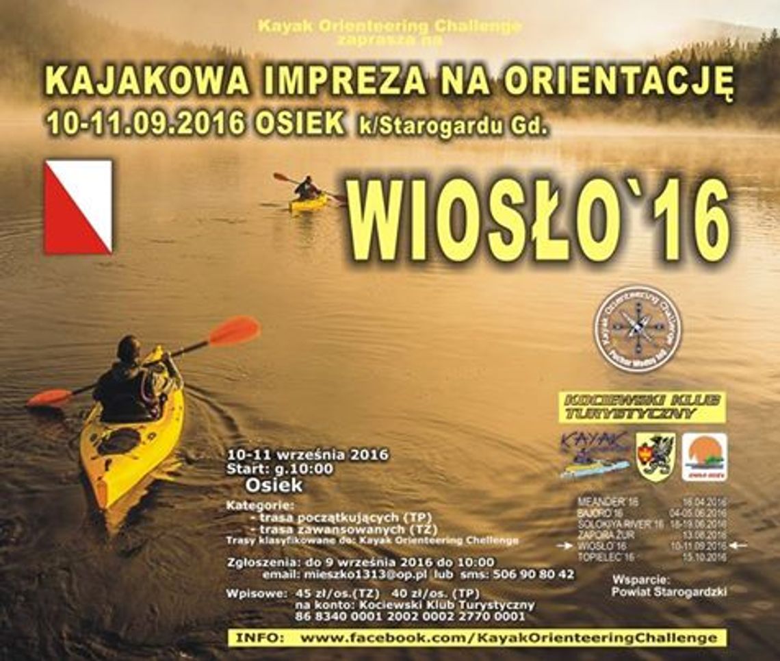 Wrześniowe kajaki na jeziorze w Osieku - Wiosło ‘16 