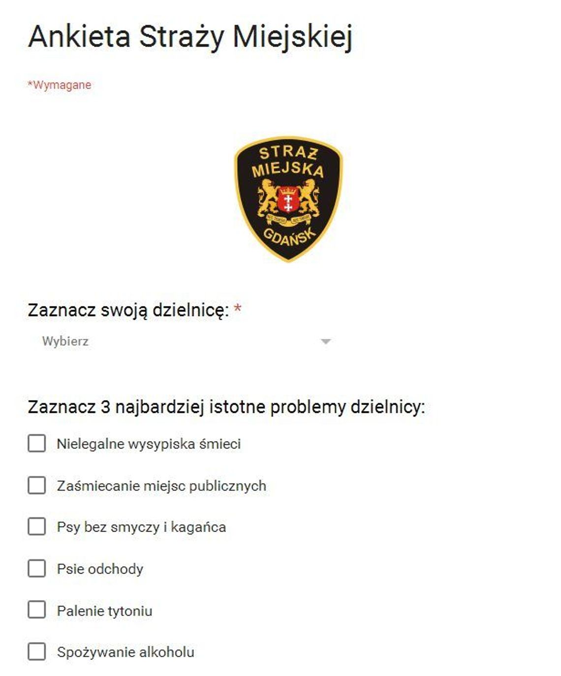 Wskaż najbardziej dokuczliwe problemy porządkowe w Gdańsku Wskaż najbardziej dokuczliwe problemy porządkowe w Gdańsku