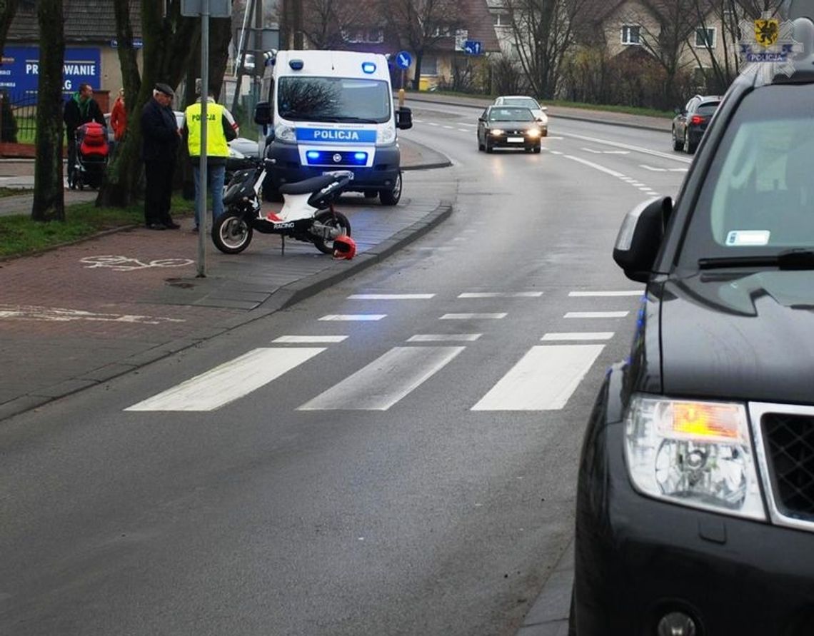 Wypadek z udziałem motorowerzysty