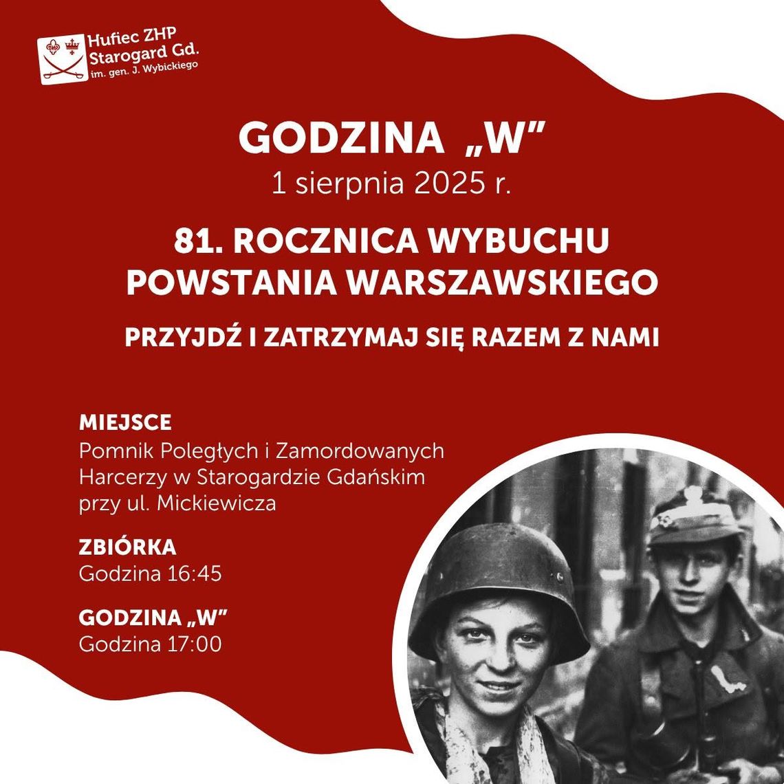 Zaproszenie na uroczystości związane z 81. rocznicą wybuchu Powstania Warszawskiego Zaproszenie na uroczystości związane z 81. rocznicą wybuchu Powstania Warszawskiego
