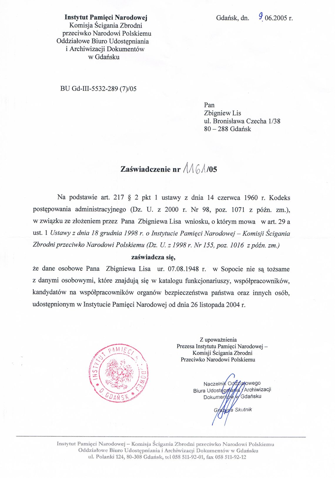 Zbigniew Lis wyjaśnia