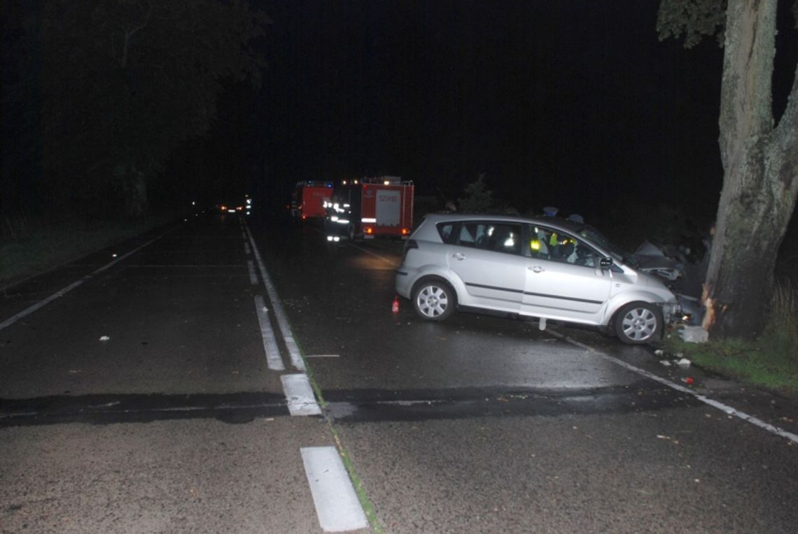 Zjazd toyotą - czołowo w drzewo - 5 osób rannych Zjazd toyotą - czołowo w drzewo - 5 osób rannych