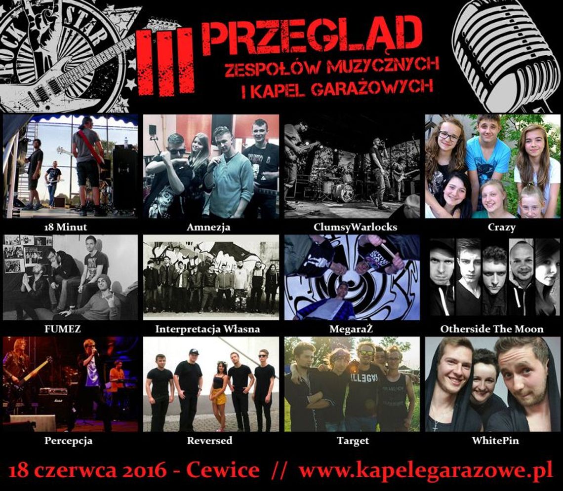 Znamy uczestników III Przeglądu Zespołów Muzycznych i Kapel Garażowych w Cewicach