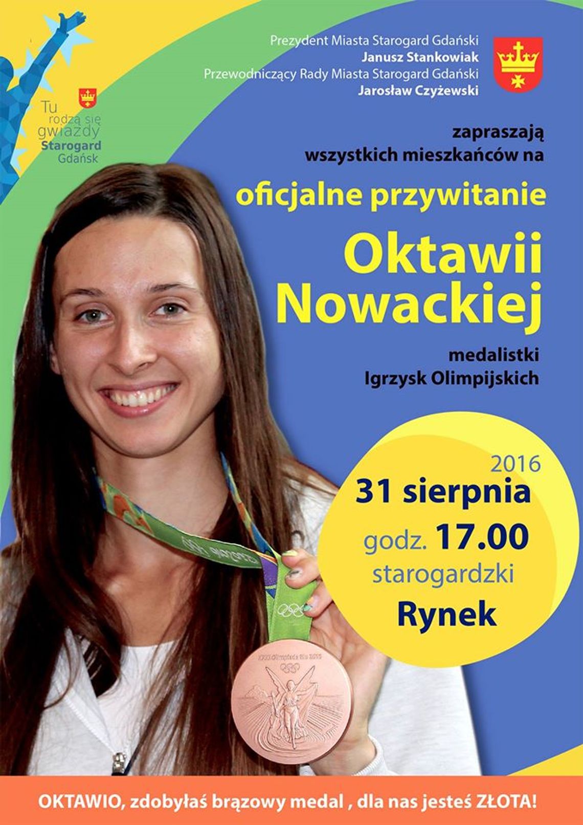 Zobacz Oktawię Nowacką na żywo! Wielkie powitanie medalistki z RIO już w środę na starogardzkim Rynku! Zobacz Oktawię Nowacką na żywo! Wielkie powitanie medalistki z RIO już w środę na starogardzkim Rynku!