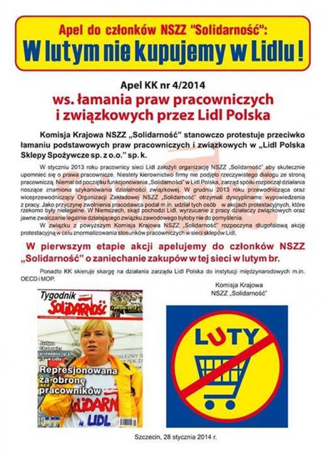 Związkowcy: Lidl łamie prawa pracownicze! Związkowcy: Lidl łamie prawa pracownicze!