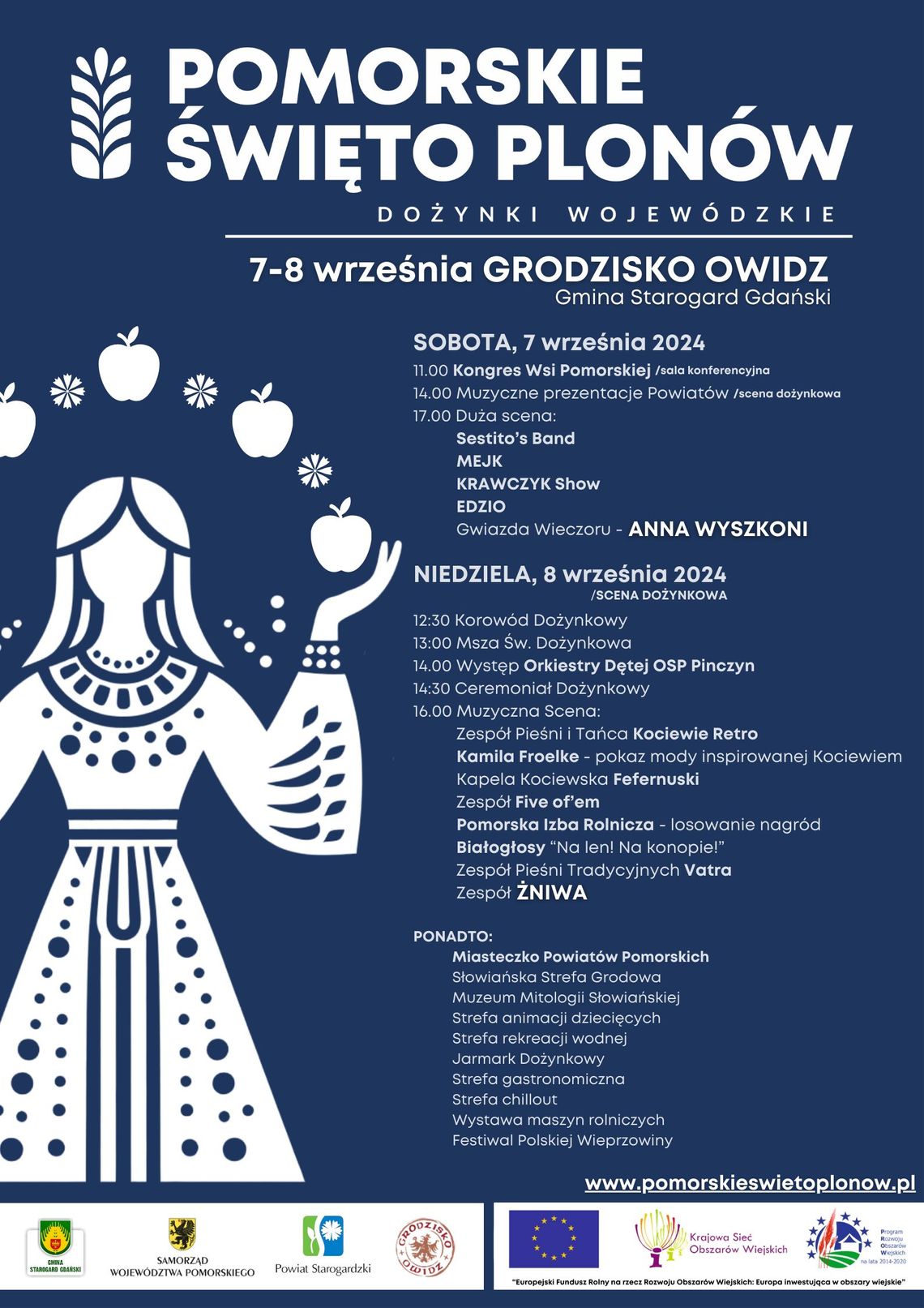 Dożynki Wojewódzkie - Pomorskie Święto Plonów - Owidz - 7-8 września 2024 r. Dożynki Wojewódzkie - Pomorskie Święto Plonów - Owidz - 7-8 września 2024 r.