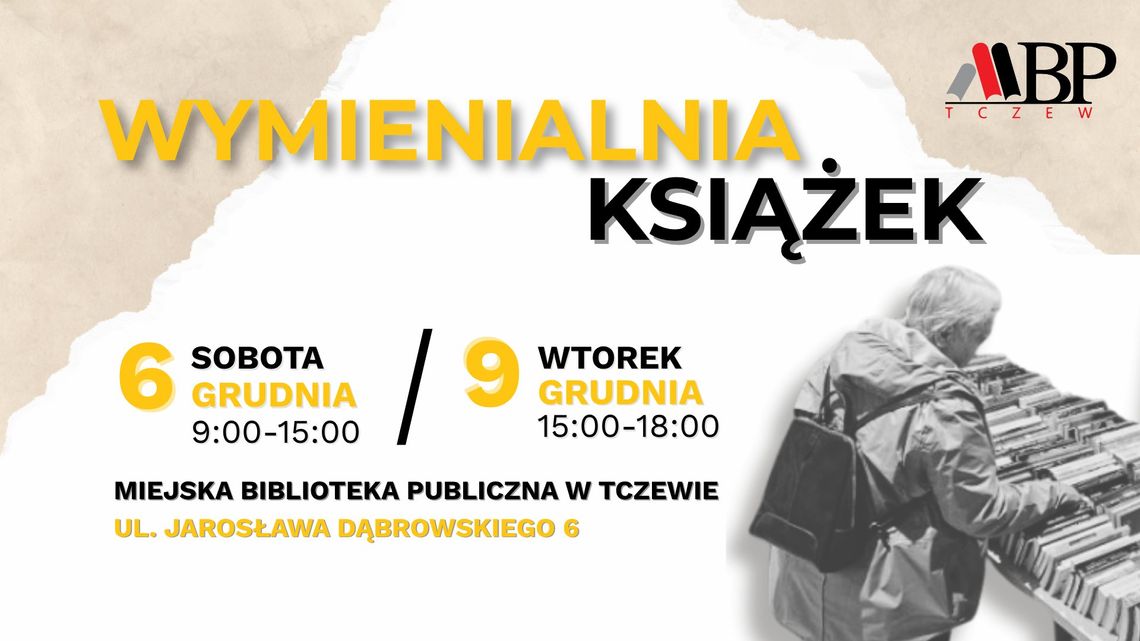 Wymienialnia Książek Miejskiej Biblioteki Publicznej w Tczewie zaprasza w roku 2025! Wymienialnia Książek Miejskiej Biblioteki Publicznej w Tczewie zaprasza w roku 2025!